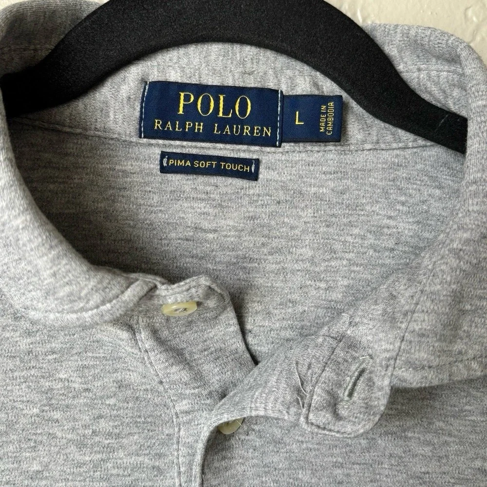 Polo Ralph Lauren Men's Gray Polo collar‎ short sleeve Large Pima Soft Touch